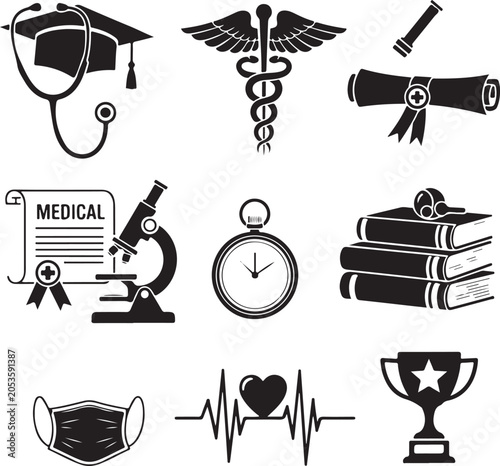 Medical Graduation and Healthcare Icons Collection