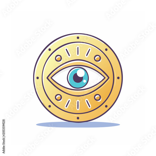 Gold Eye Icon in Flat Design
