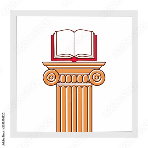 Open Book on Column Vector Illustration