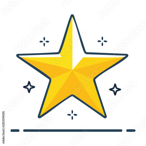 Yellow Star Icon in Flat Design