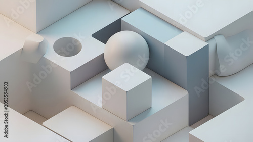 Abstract 3d rendering of a modern geometric background. Minimalistic design for poster, cover, branding, banner, placard.  