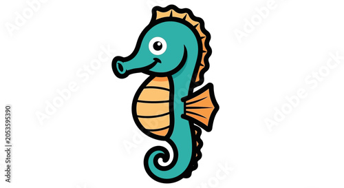 smiling cartoon seahorse