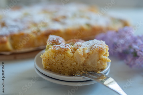 Home made Sweet Rhubarb cake with fresh rhubarb