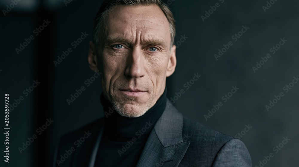 Obraz premium AI Job Anxiety Middle Aged Western European Man Poised