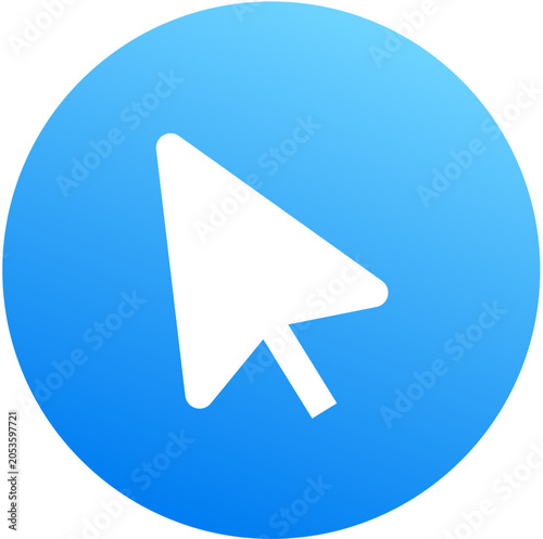 Modern blue gradient pointer cursor icon circle badge mobile