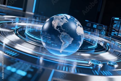 Futuristic digital globe on a high tech interface