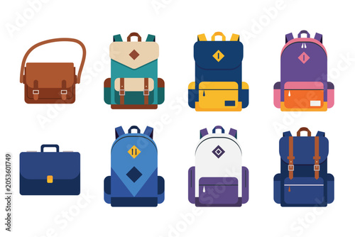 Set of childish school backpacks