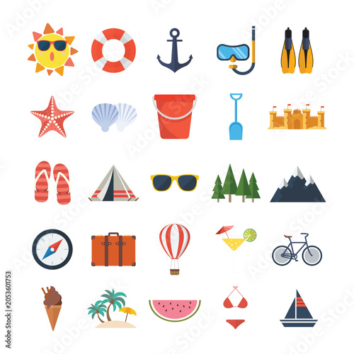 Summer element icons set
