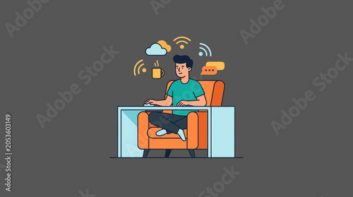 Man sitting at desk with laptop.