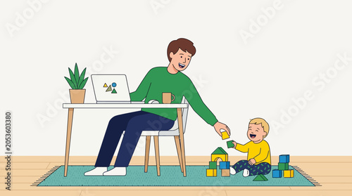 Father and child playing together.