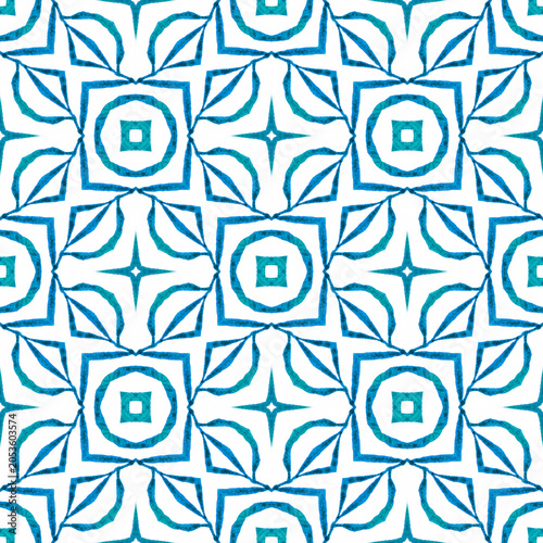 Hand drawn tropical seamless border. Blue rare boho chic summer design. Textile ready fancy print, swimwear fabric, wallpaper, wrapping. Tropical seamless pattern.