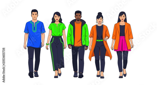 Diverse group of people standing.