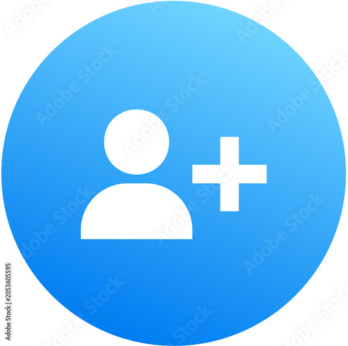 Konstfotografi Bold blue user plus add user new user gradient circle icon