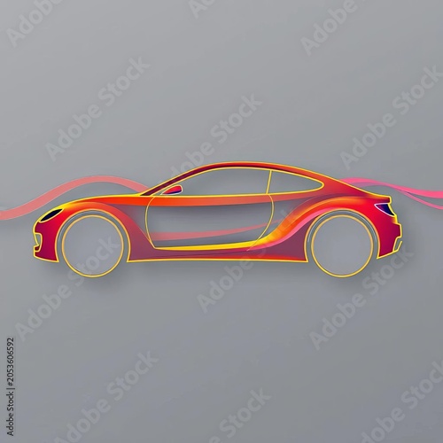 Abstract car outline with flowing lines, conveying movement and progress, minimalist art, automotive inspiration,  minimalist,  concept