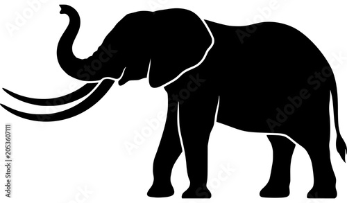 Photography African Elephant Silhouette Vector Illustration Isolated