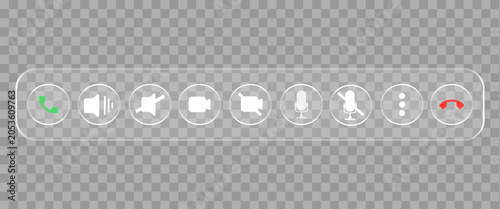Foto Liquid Glass Effect Modern User Interface Video Call Control Icons Set