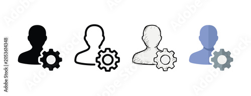 Cuadro en lienzo User icons with gears representing technology settings and customization options