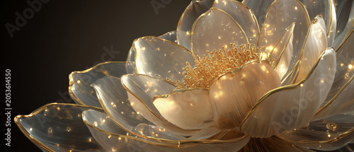 Gilded Glazed Flower Blooming with Dreamy Starlight Embellishments