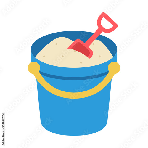 Bucket and shovel icon for beach play and sand activities. Perfect for summer and family vacation themes.