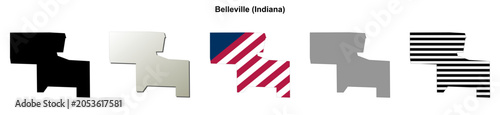 Foto Belleville (Indiana) blank outline map set