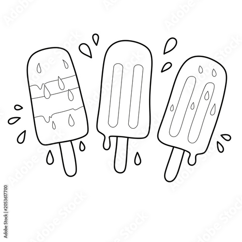 Colorful ice cream popsicles summer vector illustration