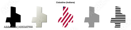 Foto Celestine (Indiana) blank outline map set