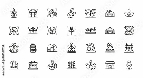Tableau sur toile Various icons of buildings and plants.