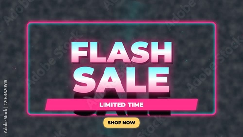 FLASH SALE limited time offer graphic with neon border and button encouraging customers to shop now for amazing deals and discounts