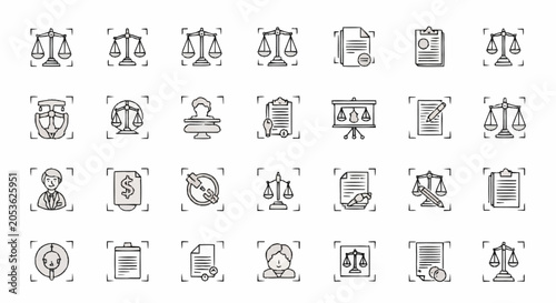 Quadro su tela Black and white law icons.