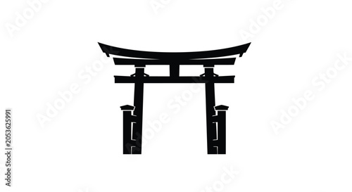 Tablou pe pânză Black japanese torii gate icon