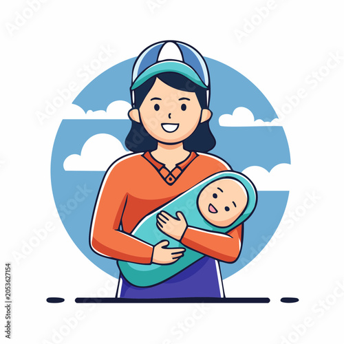 Mother Holding Newborn Baby in Arms