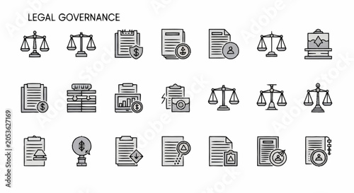 Fotografie law legal governance documents icons.