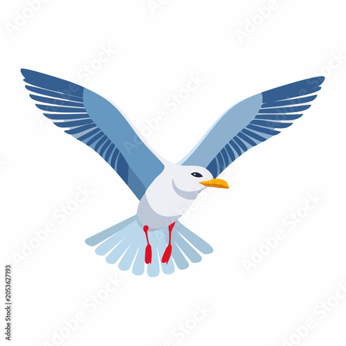 Stylized Seagull in Flight