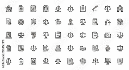 Cuadro en lienzo Various law icons and symbols.