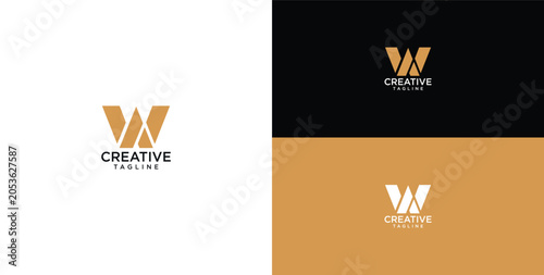 Schilderij op canvas Modern Minimalist Letter W Monogram Logo Concept Featuring Geometric Lines and P