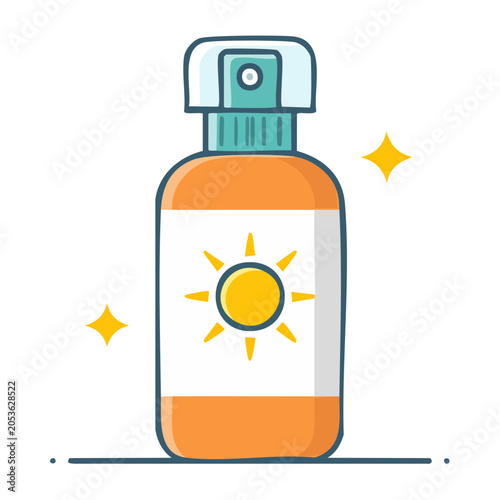 Cartoon sunscreen bottle illustration