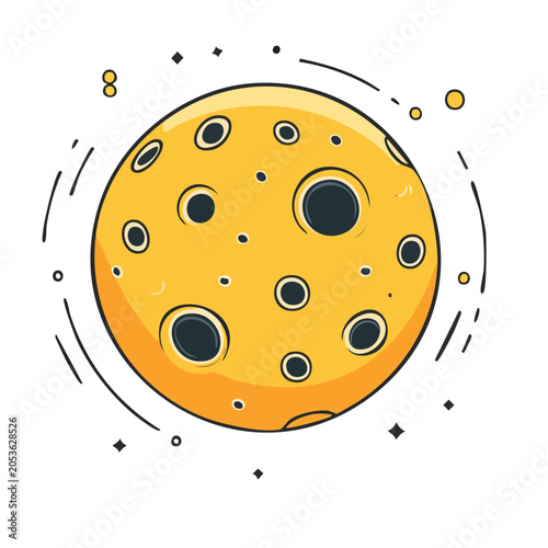 Cartoon yellow planet with craters