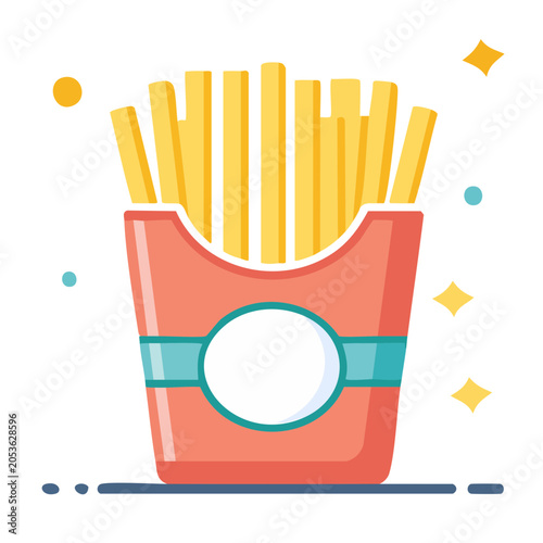 Flat Design Illustration of French Fries