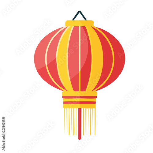 Red and Yellow Lantern Flat Illustration