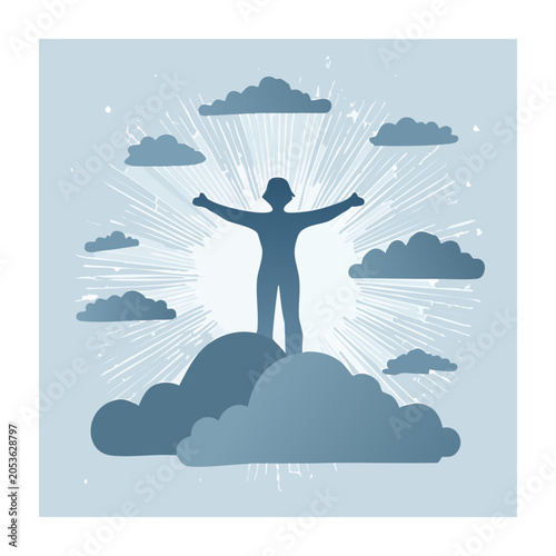 Silhouette of Person Reaching for the Sky