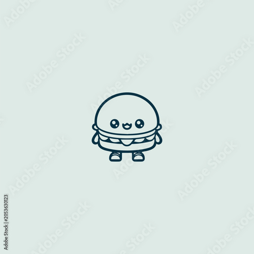 Burger cute logo design template vector illustration