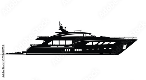 Black silhouette of a luxury yacht boat