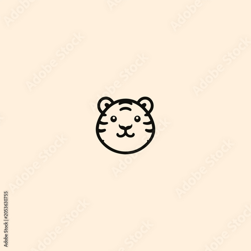 Head tiger cute logo design template vector illustration