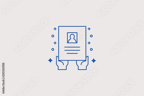 Fotografija Two human hands holding up a candidate resume document sheet line icon for job application acceptance, employee hiring evaluation