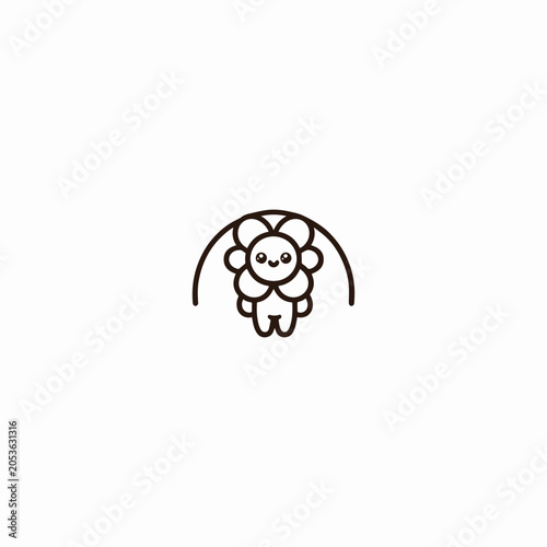Flower cute logo design template vector illustration