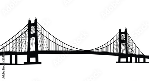 Black silhouette of a suspension bridge