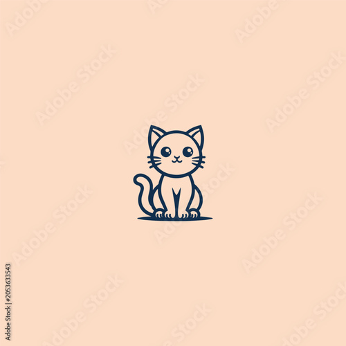 Cat cute logo design template vector illustration