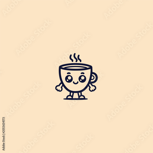 Coffee cute logo design template vector illustration