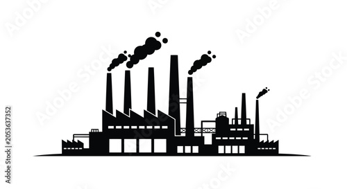 Obraz na plátně Industrial factory with smokestacks emitting smoke