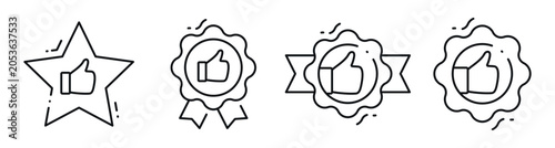 Tableau sur toile Approval badges and rating icons illustrating endorsement symbols